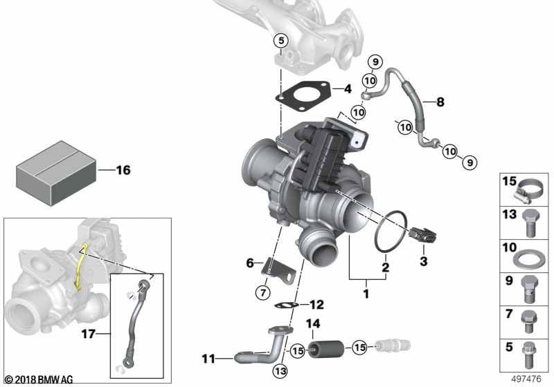 Genuine BMW 11658519476 Rp Exhaust Turbocharger