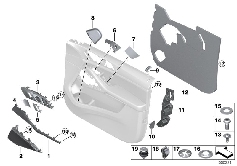 Genuine BMW 51417454721 G05 G06 Door Handle, Inside Left (Inc. X6)