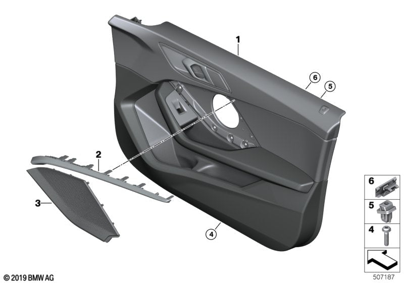 Genuine BMW 51419893909 F44 Door Trim Panel, Front Left BLACK (Inc. 228iX, 220d & 218i)