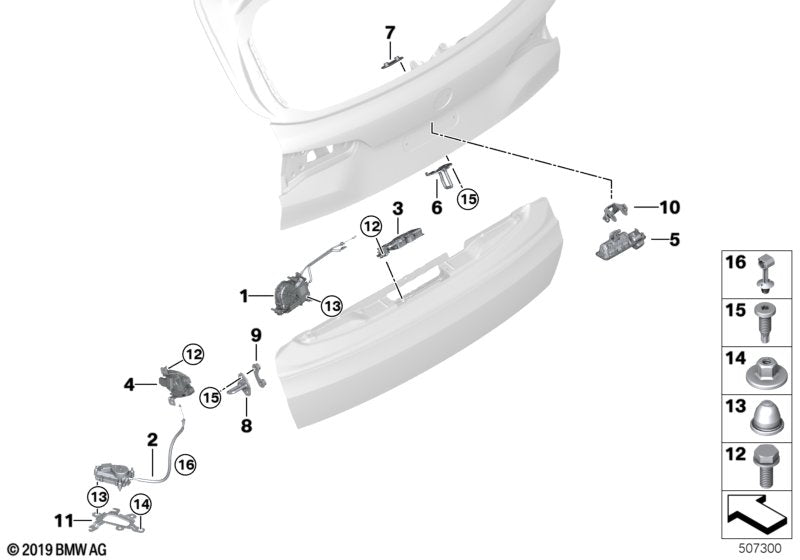 Genuine BMW 51249880874 G05 Trunk Lid Lock, Bottom Left (Inc. X5)