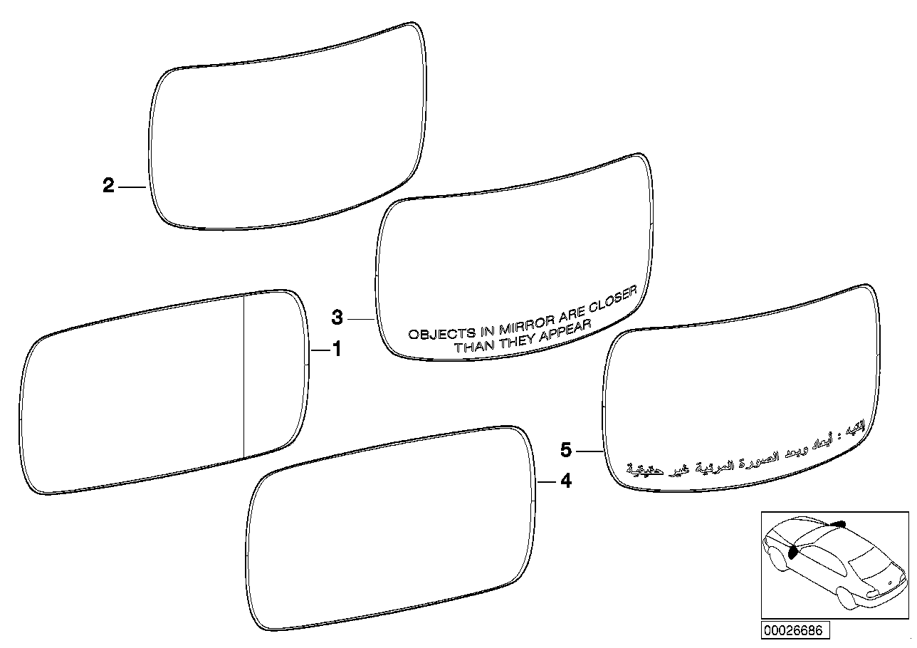 Genuine BMW 51168209809 E39 E38 Mirror Glas Heated Plane Left GENTEX (Inc. 525td, 740iLP & 730iL)
