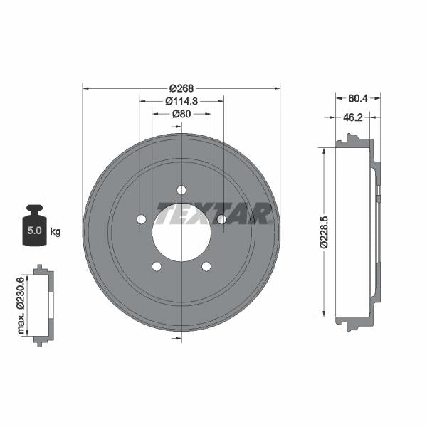 TEXTAR 94036300 Brake Drum