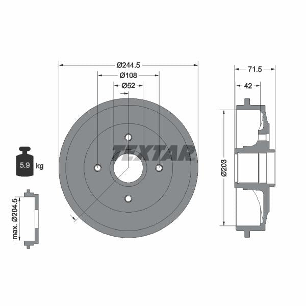 TEXTAR 94026600 Brake Drum