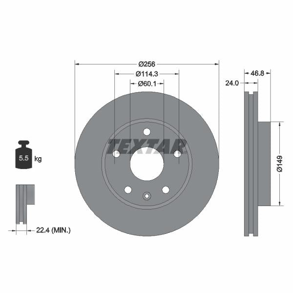 TEXTAR 92155600 Brake Disc
