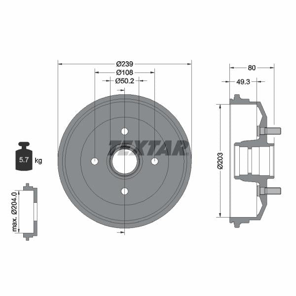 TEXTAR 94019000 Brake Drum