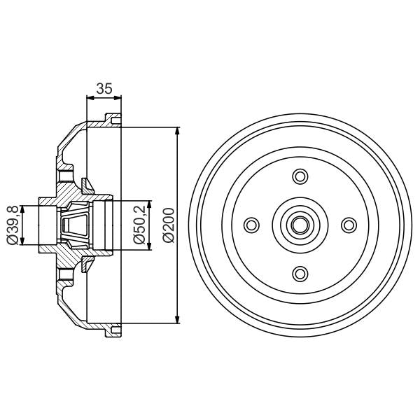 BOSCH 0986477260 Brake Drum - 1 piece