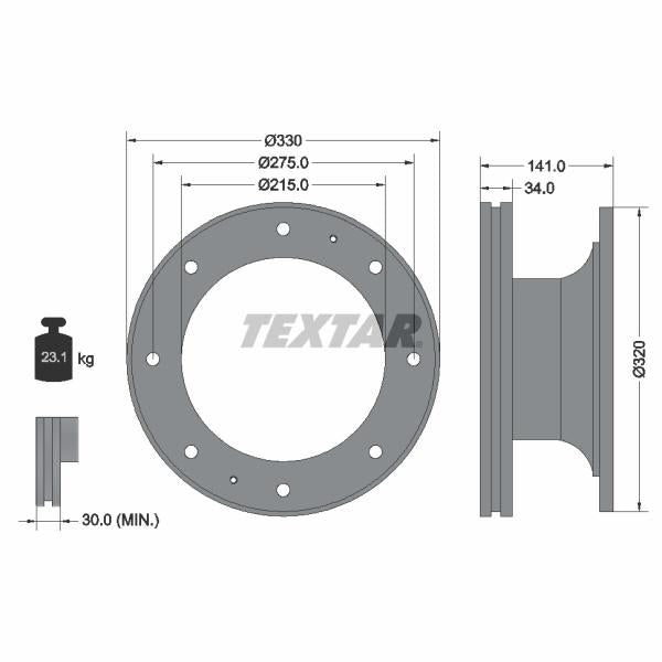 TEXTAR 93127400 Brake Disc