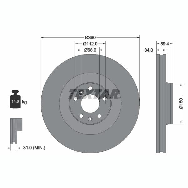 TEXTAR 92122205 Brake Disc