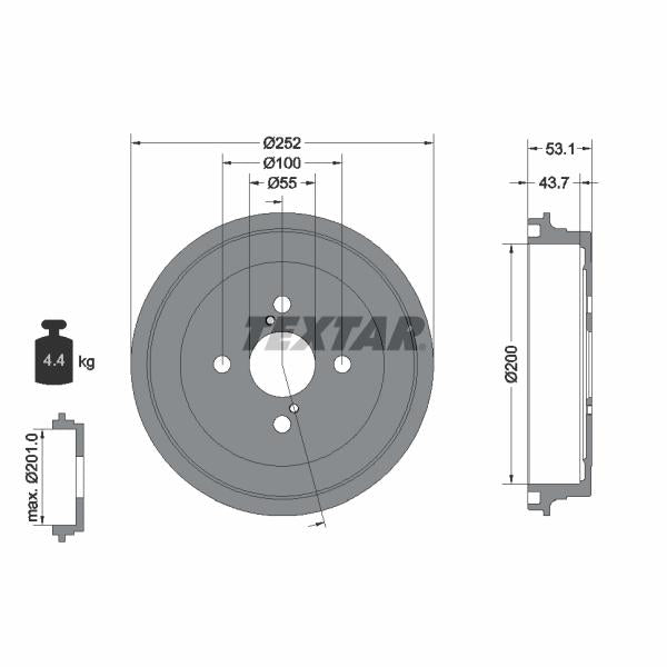 TEXTAR 94036100 Brake Drum