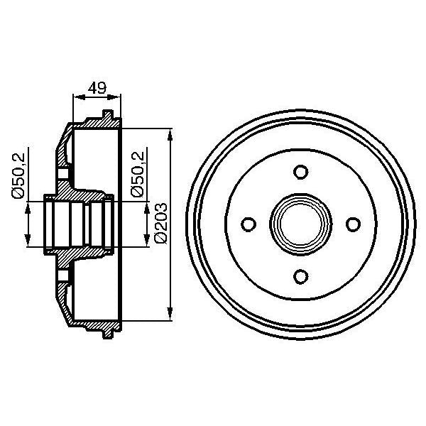 BOSCH 0986477050 Brake Drum - 1 piece