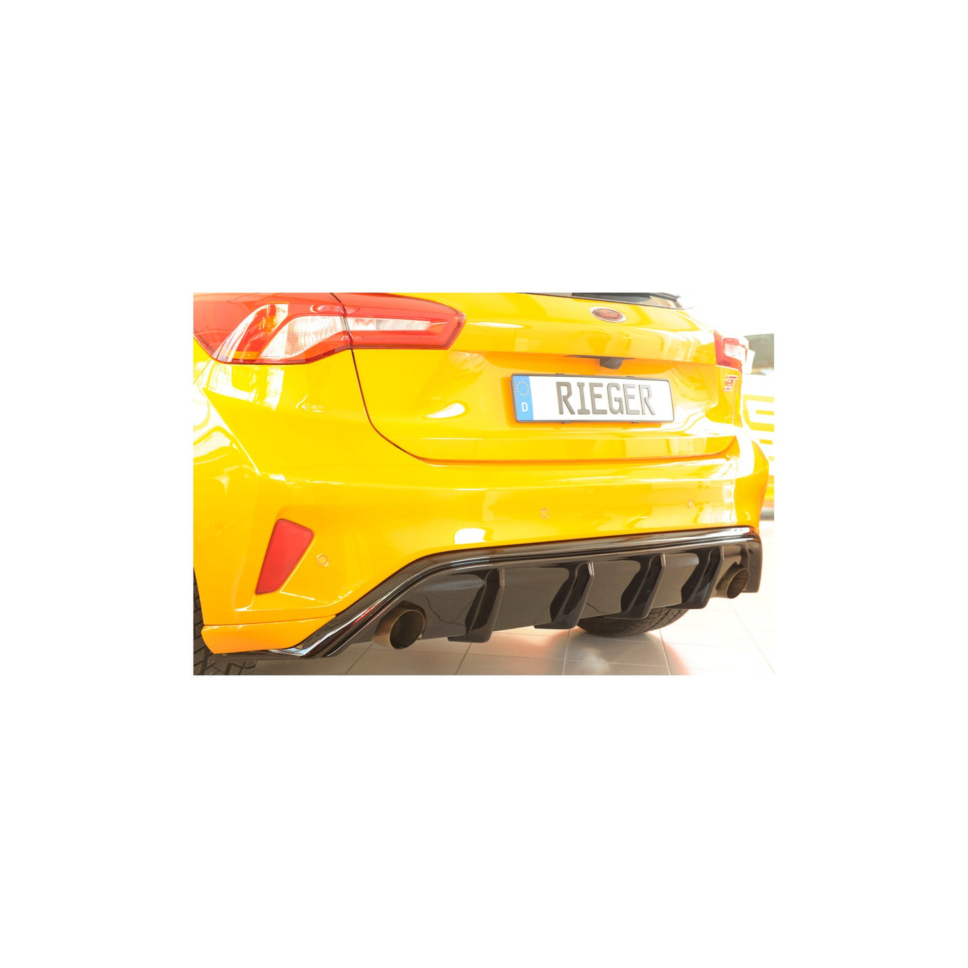Rieger 00088241 Ford DEH Focus 4 ST Rear Diffuser for Original Tailpipe Left & RIght - Glossy Black