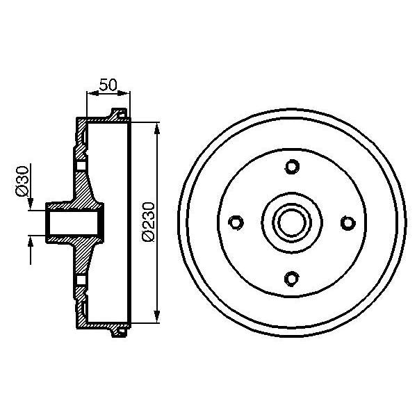 BOSCH 0986477030 Brake Drum - 1 piece