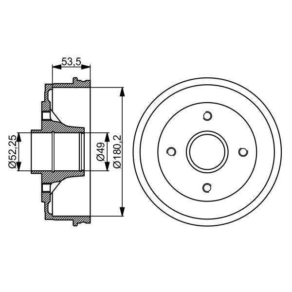 BOSCH 0986477061 Brake Drum - 1 piece