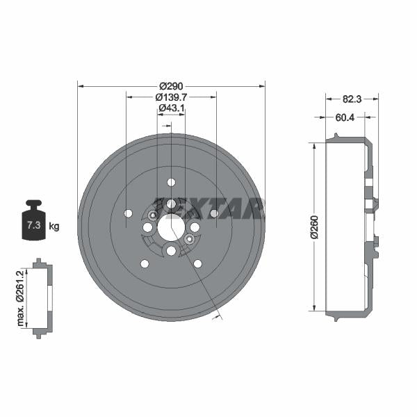 TEXTAR 94038500 Brake Drum