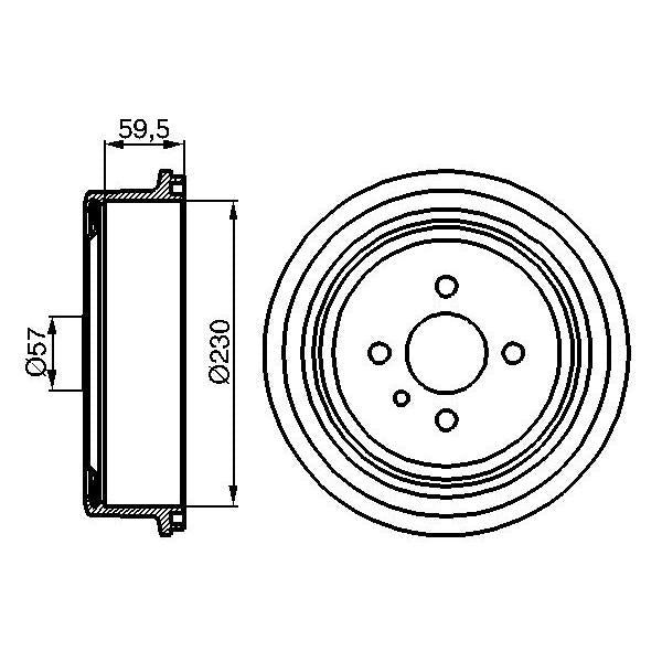 BOSCH 0986477022 Brake Drum - 1 piece