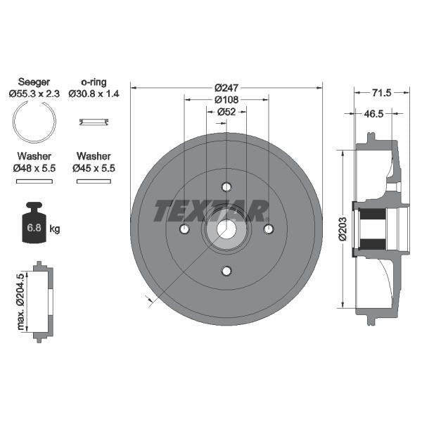 TEXTAR 94041600 Brake Drum
