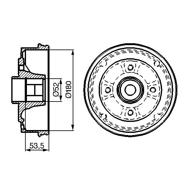 BOSCH 0986477112 Brake Drum - 1 piece