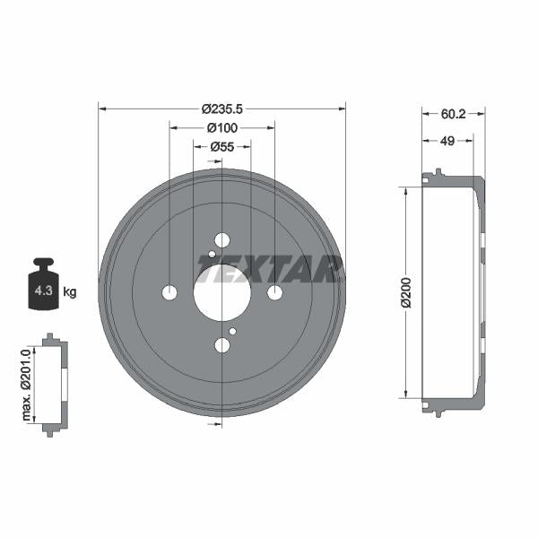 TEXTAR 94025600 Brake Drum