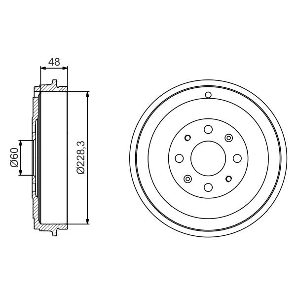 BOSCH 0986477208 Brake Drum - 1 piece