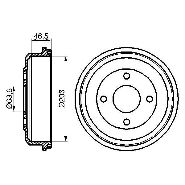 BOSCH 0986477054 Brake Drum - 1 piece