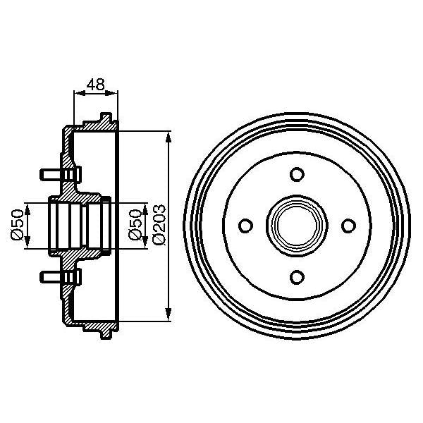 BOSCH 0986477049 Brake Drum - 1 piece