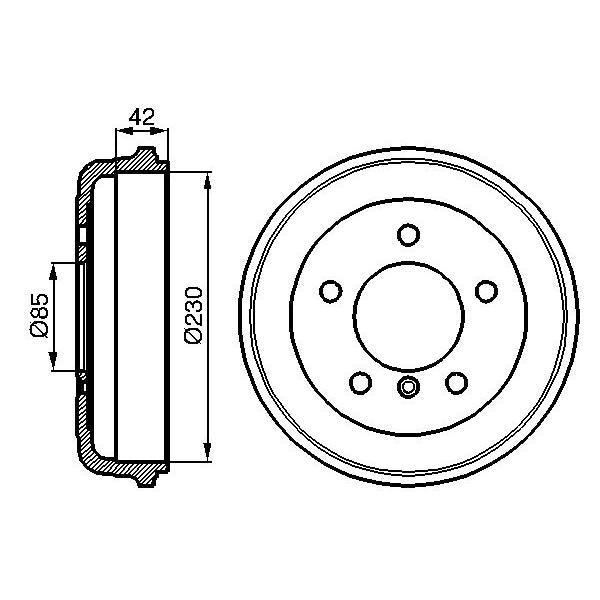 BOSCH 0986477101 Brake Drum - 1 piece