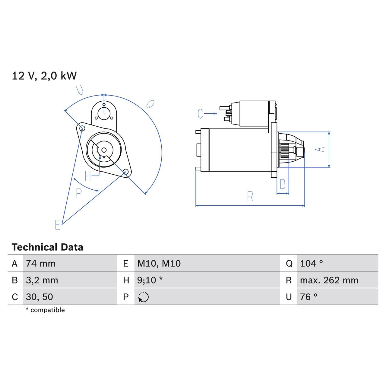 BOSCH 0986017500 Starter