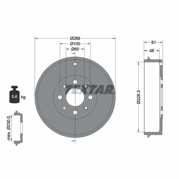 TEXTAR 94027200 Brake Drum