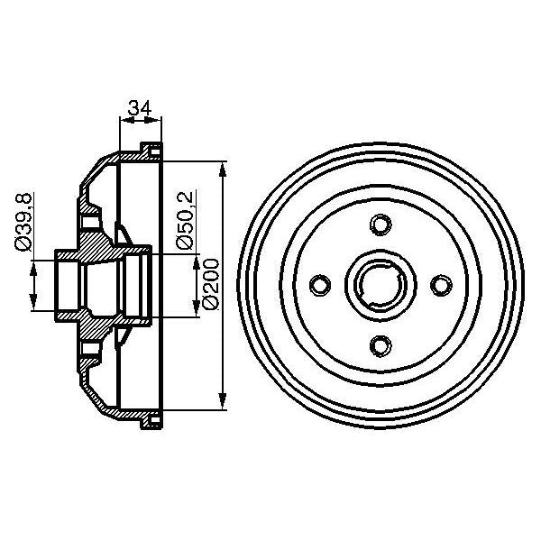BOSCH 0986477056 Brake Drum - 1 piece