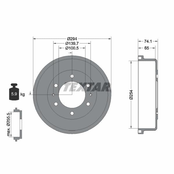 TEXTAR 94022100 Brake Drum