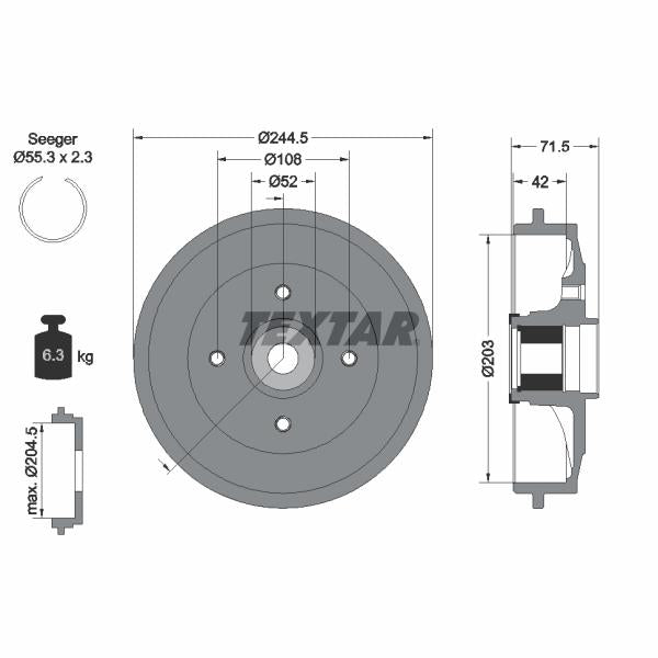 TEXTAR 94041200 Brake Drum