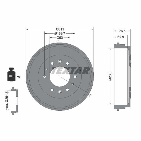 TEXTAR 94035500 Brake Drum