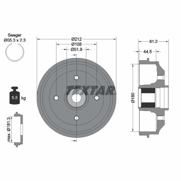 TEXTAR 94041900 Brake Drum
