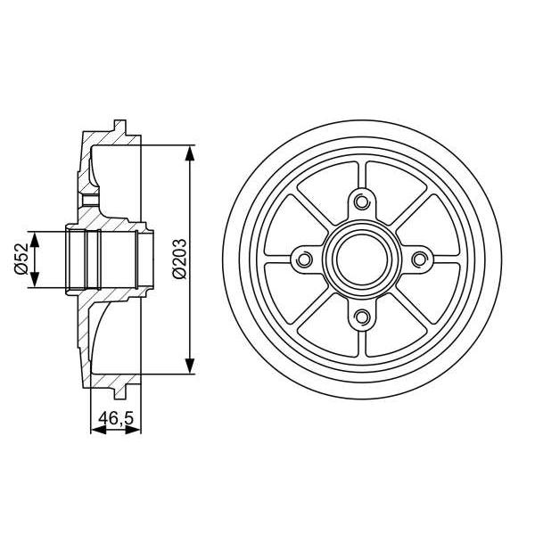 BOSCH 0986477126 Brake Drum - 1 piece