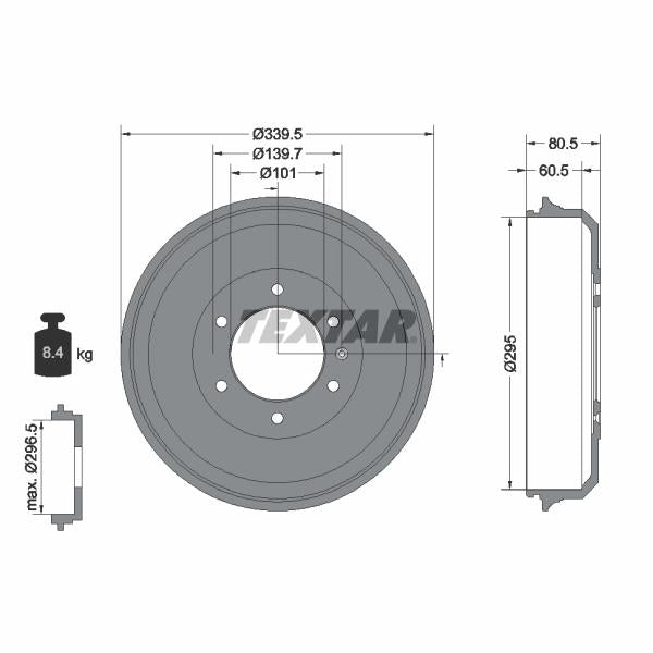 TEXTAR 94043300 Brake Drum