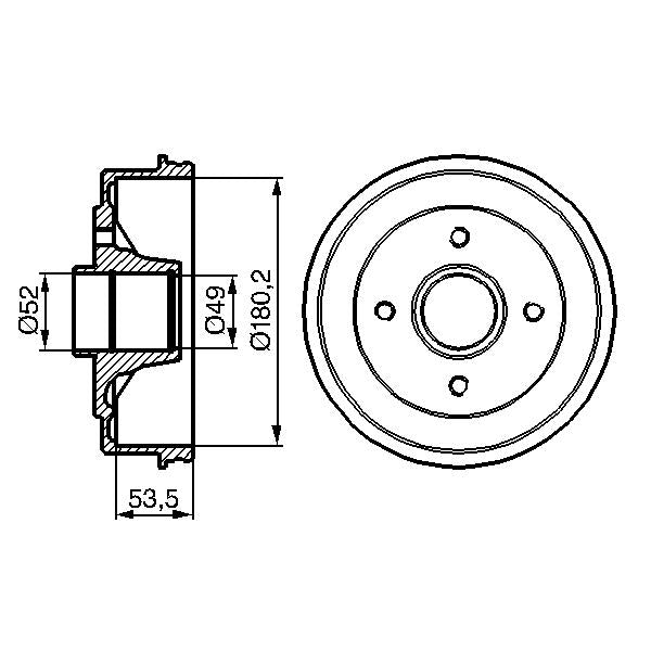 BOSCH 0986477117 Brake Drum - 1 piece