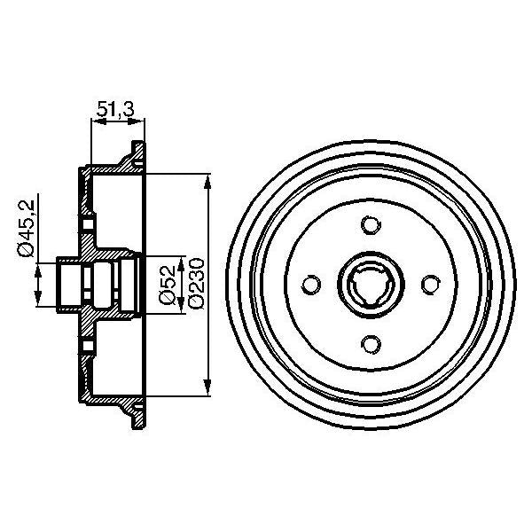 BOSCH 0986477029 Brake Drum - 1 piece