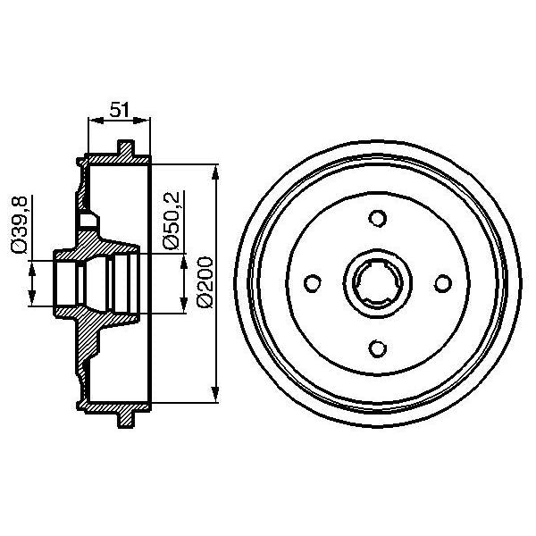 BOSCH 0986477053 Brake Drum - 1 piece