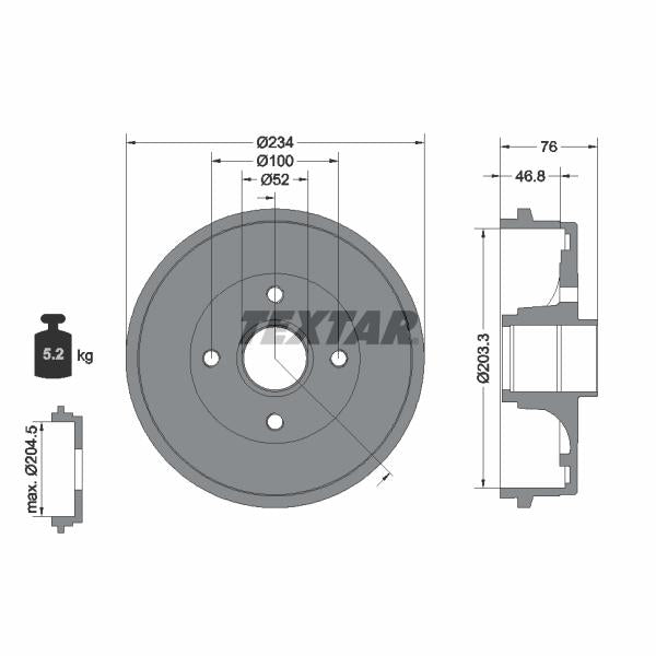 TEXTAR 94033800 Brake Drum