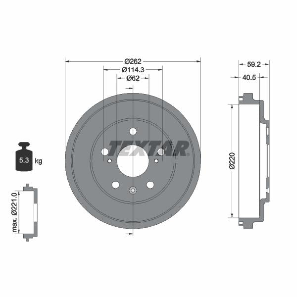 TEXTAR 94047600 Brake Drum