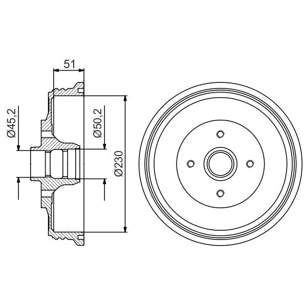 BOSCH 0986477178 Brake Drum - 1 piece