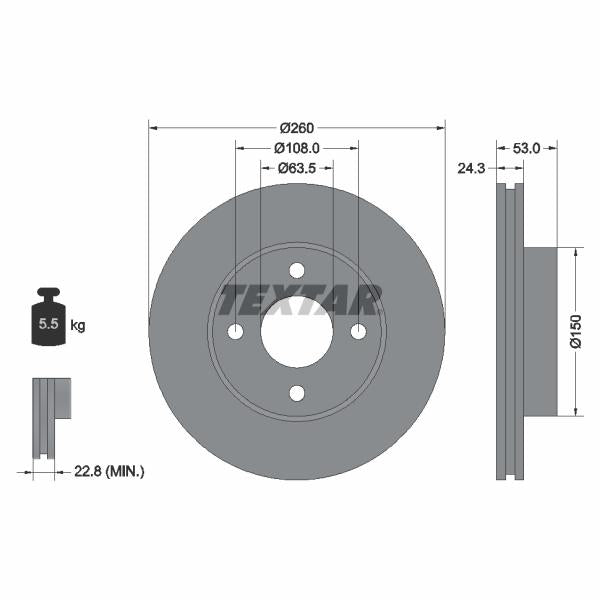 TEXTAR 92037600 Brake Disc