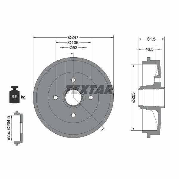 TEXTAR 94024900 Brake Drum