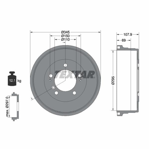 TEXTAR 94040000 Brake Drum