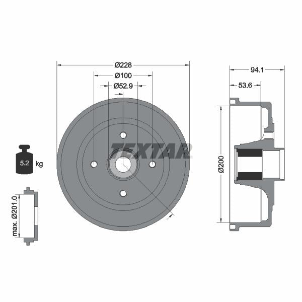 TEXTAR 94041100 Brake Drum