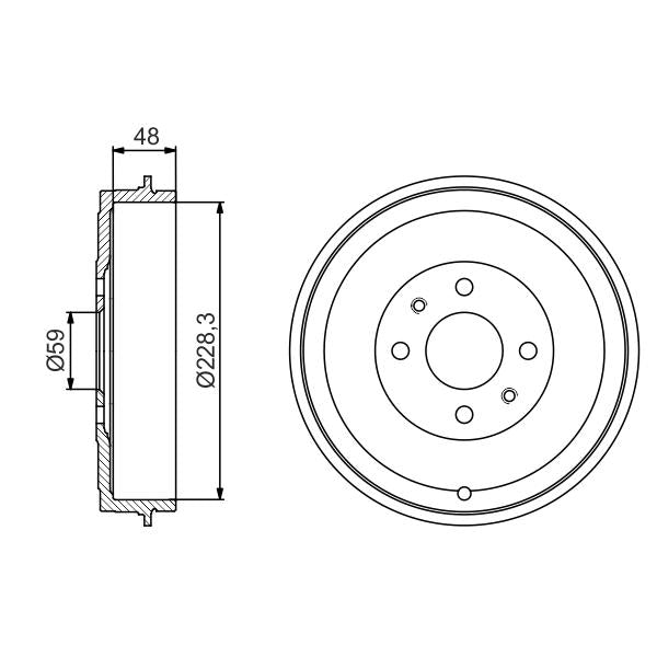 BOSCH 0986477212 Brake Drum - 1 piece