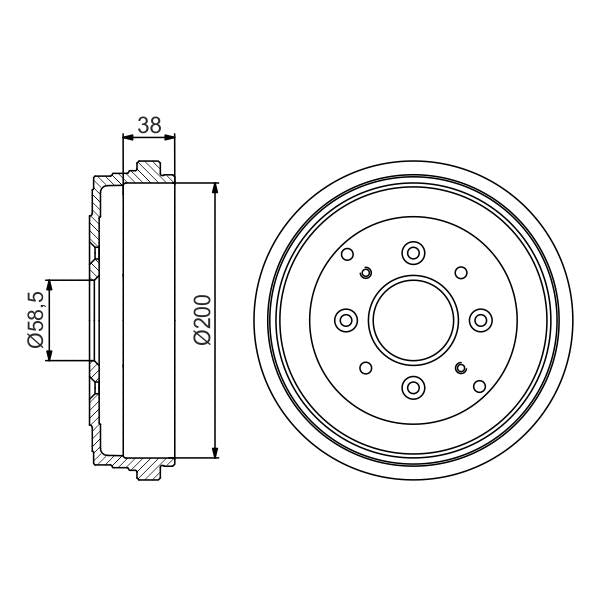 BOSCH 0986477174 Brake Drum - 1 piece