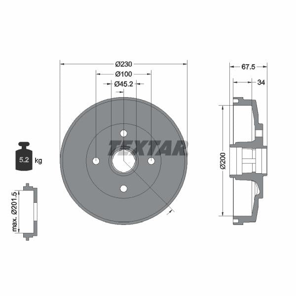 TEXTAR 94036500 Brake Drum