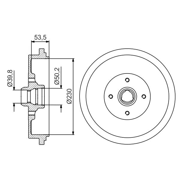 BOSCH 0986477257 Brake Drum - 1 piece