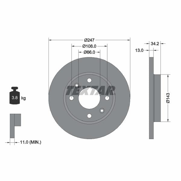 TEXTAR 92092803 Brake Disc